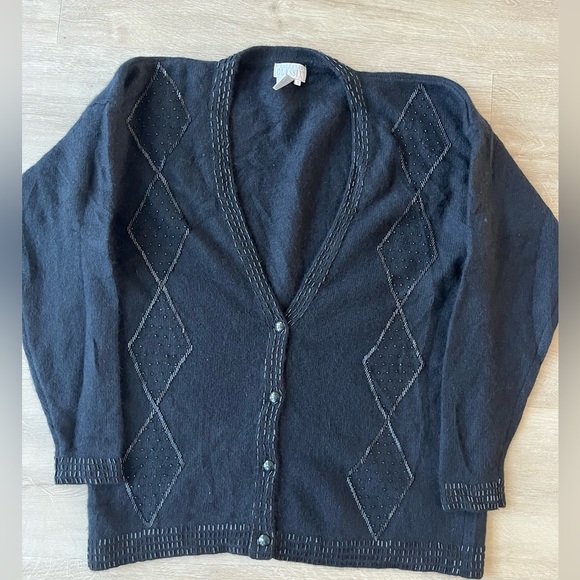 Vtg Angora Blend Cardigan Beaded Preferred Classix Sz S - Picture 1 of 9
